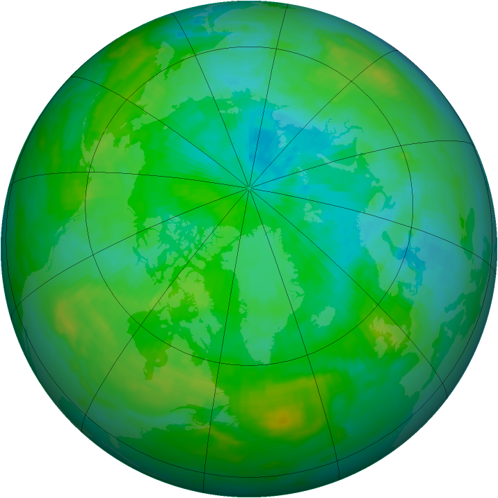 Arctic ozone map for 16 August 1985